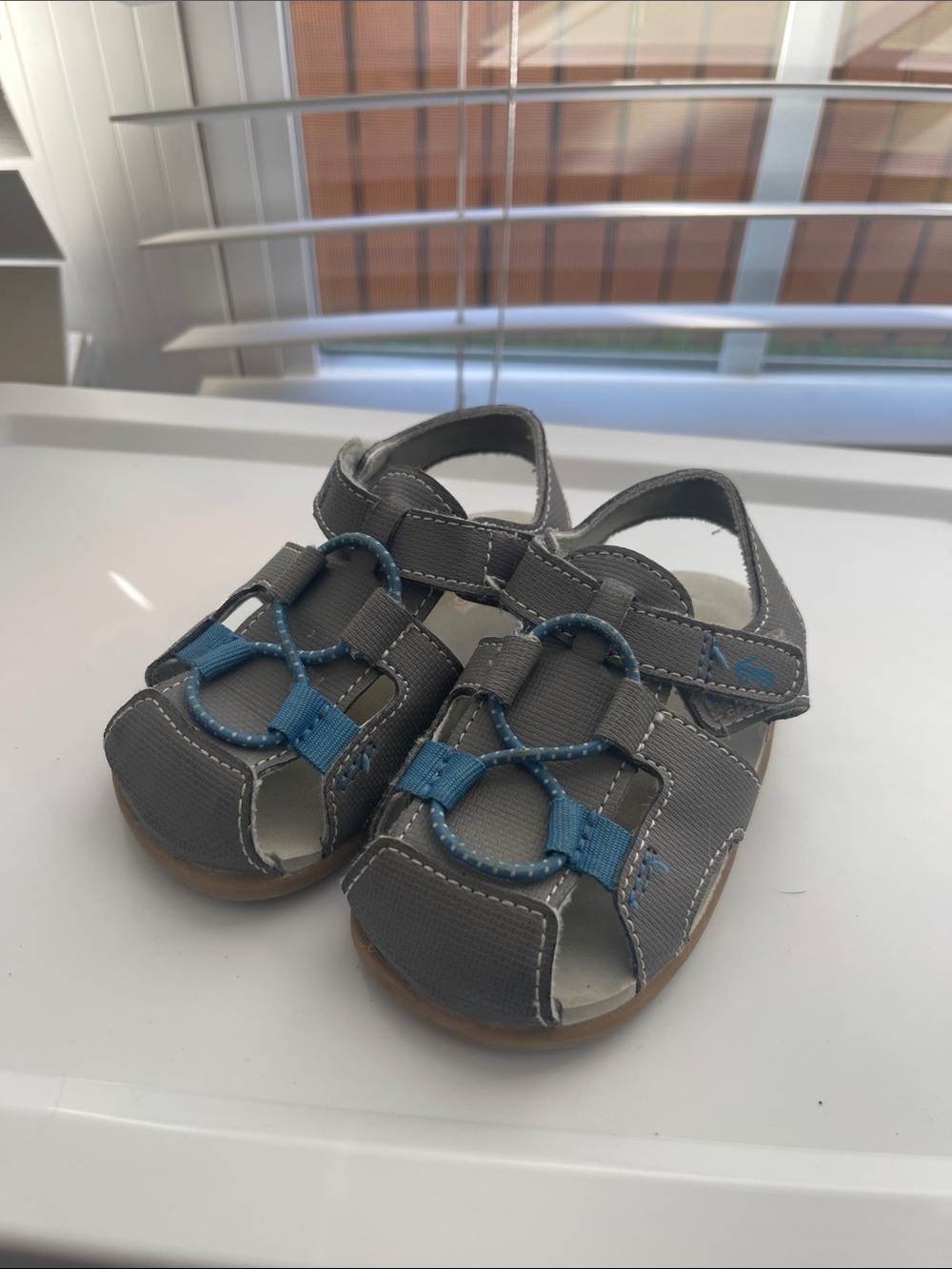 See Kai Run Grey and Blue Toddler Sport Sandals